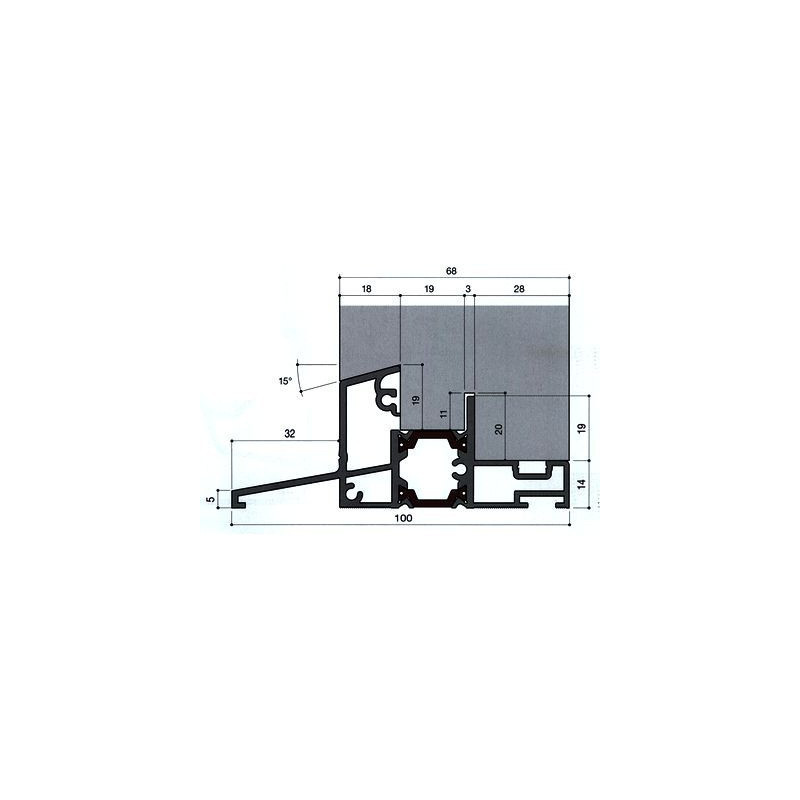 Seuil thermique H 42, porte 68 mm Seuil thermique H 42, porte 68 mm
