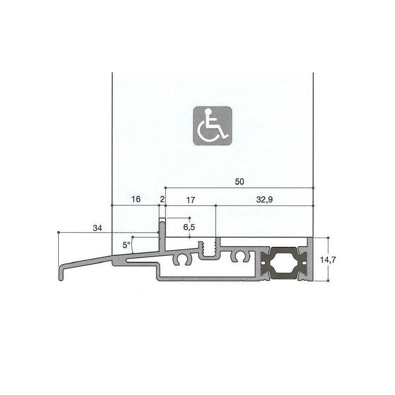 Seuil pont thermique H 20, porte 68 mm Seuil pont thermique H 20, porte 68 mm
