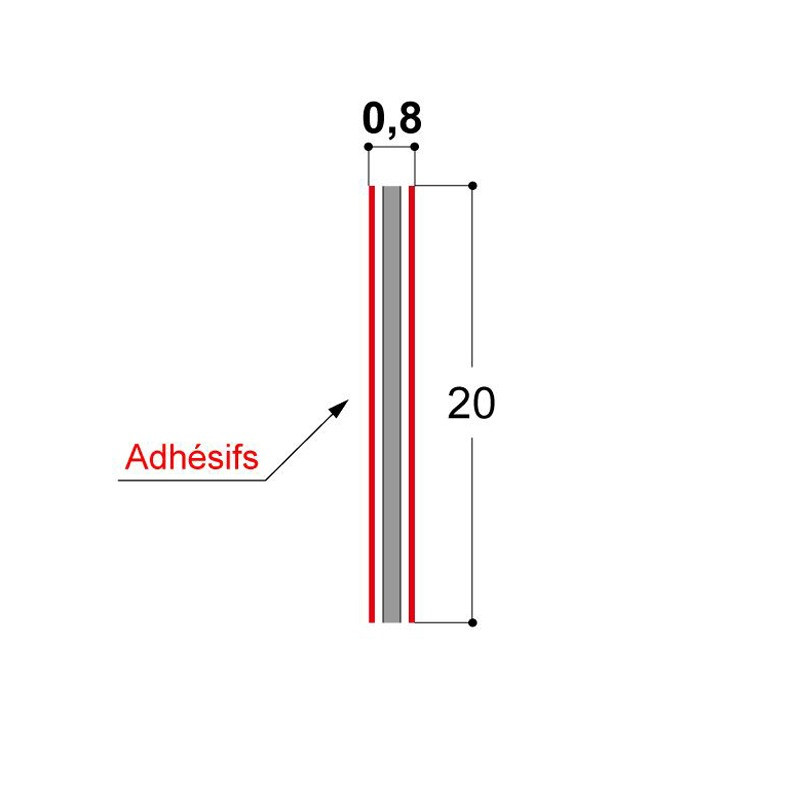 Adhésif double-face épaisseur 0,8 mm blanc Adhésif double-face épaisseur 0,8 mm blanc