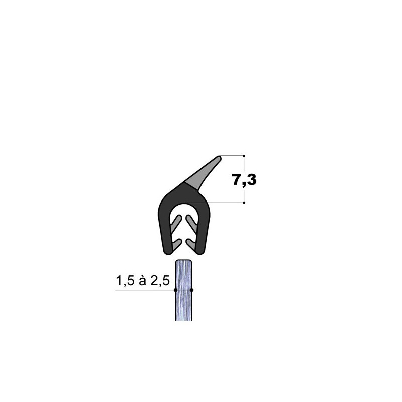 Bord de Tôle L 10 pour tôle de 1,5 à 2,5 mm avec lèvre h:7,3