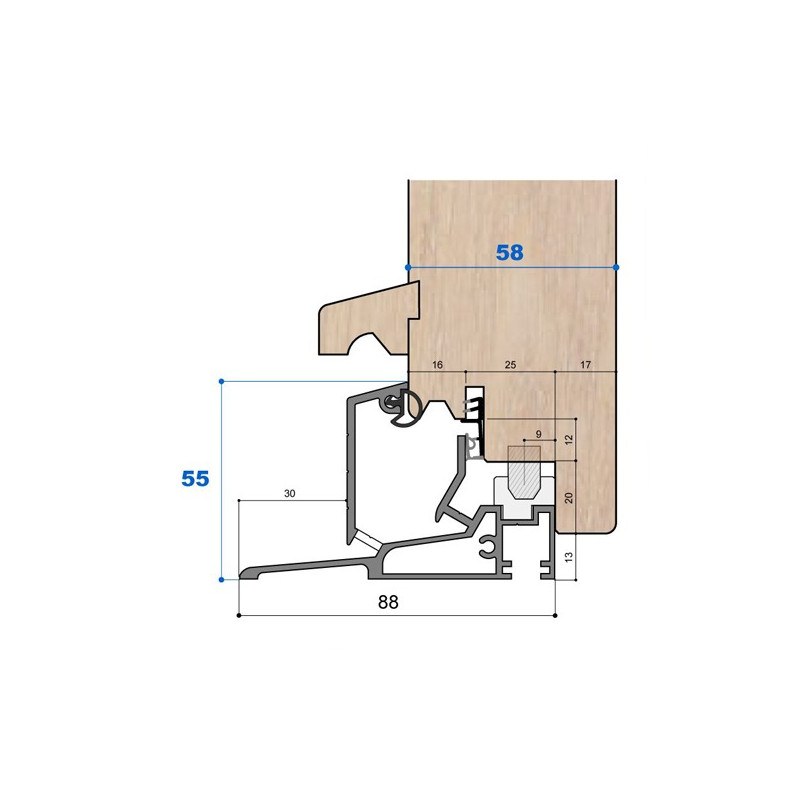 Seuil H 55, porte 58 mm Seuil H 55, porte 58 mm