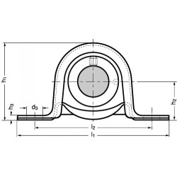 Palier à semelle avec corps en tôle M7-PB, roulement à billes auto-aligneur à bague de blocage excentrique, bague extérieure sph Palier à semelle avec corps en tôle M7-PB, roulement à billes auto-aligneur à bague de blocage excentrique, bague extérieure sph