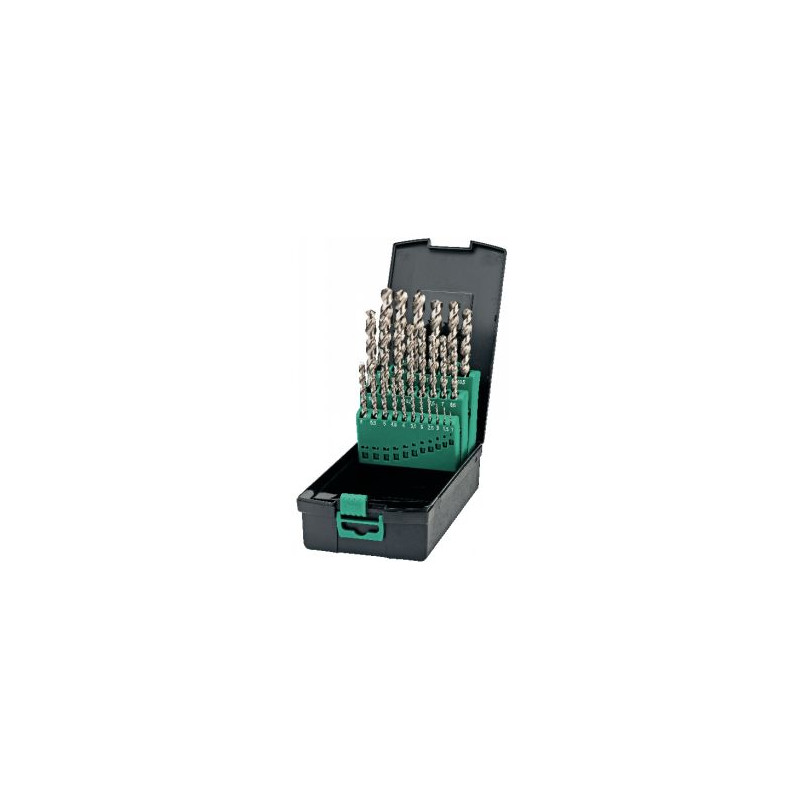 Jeu de forets HSS-CO T41-19-176 DIN 338N Spécial perçage acier et inox. Coffret à l'unité composé de dimensions croissantes de 0 Jeu de forets HSS-CO T41-19-176 DIN 338N Spécial perçage acier et inox. Coffret à l'unité composé de dimensions croissantes de 0