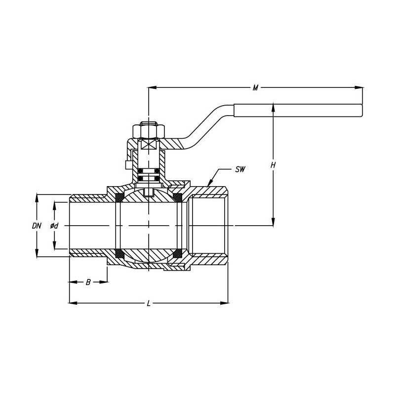 Robinet taraudé NPT à boisseau sphérique inox M/F Robinet taraudé NPT à boisseau sphérique inox M/F