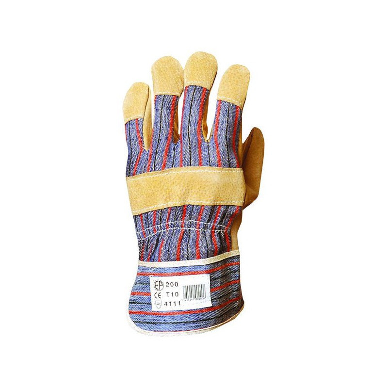 Paire gants type DOCKERS cuir et toile Paire gants type DOCKERS cuir et toile
