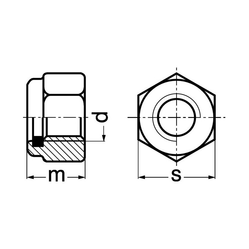 Ecrou hexagonal à frein cl 6 DIN 985 zingué Ecrou hexagonal à frein cl 6 DIN 985 zingué