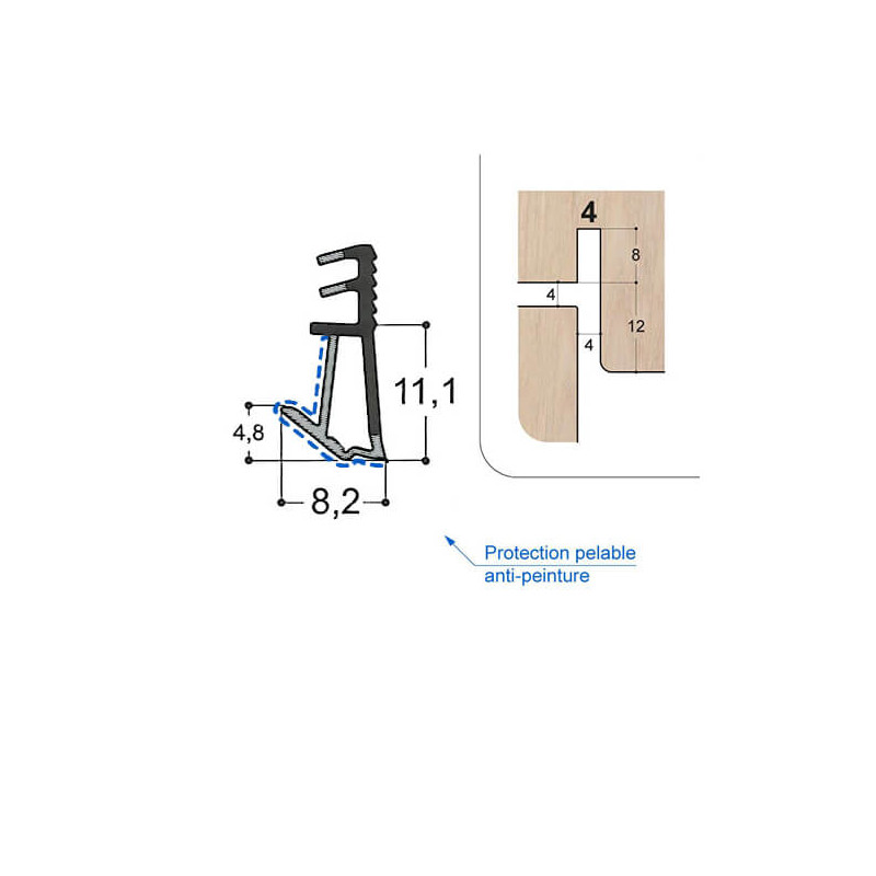 Joint sur ouvrant F11 R4S PR en TPE bi-dureté Joint sur ouvrant F11 R4S PR en TPE bi-dureté