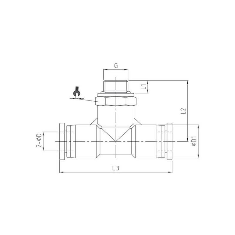 Té mâle autobloquant , centre tournant filetage conique Té mâle autobloquant , centre tournant filetage conique