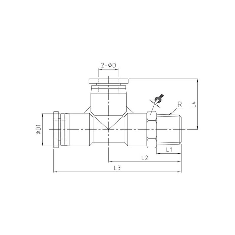 Té mâle autobloquant latéral conique Té mâle autobloquant latéral conique
