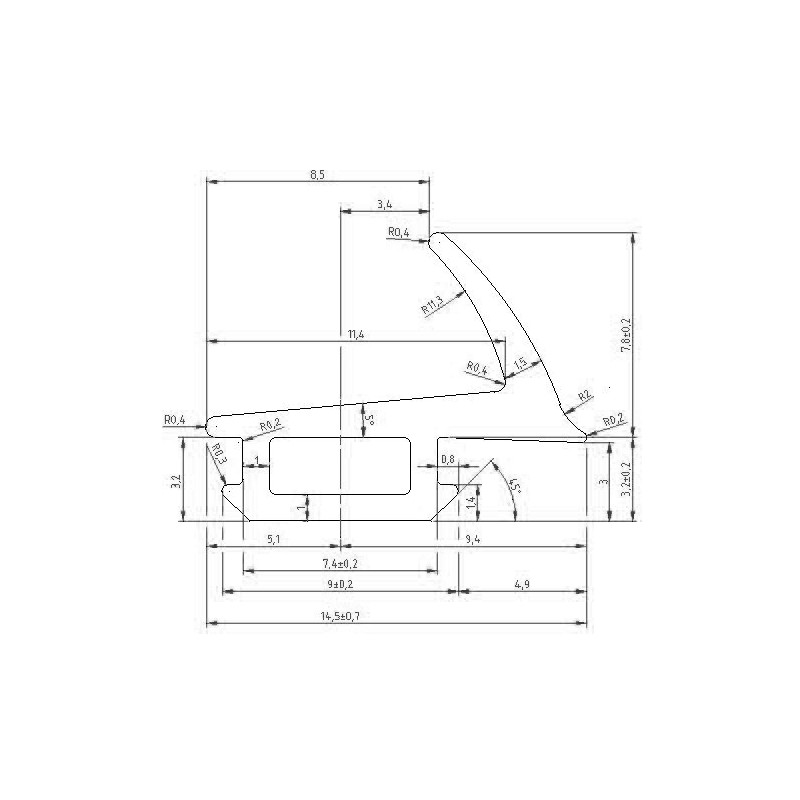 Joint pour seuil MAG 02, porte 68mm Joint pour seuil MAG 02, porte 68mm