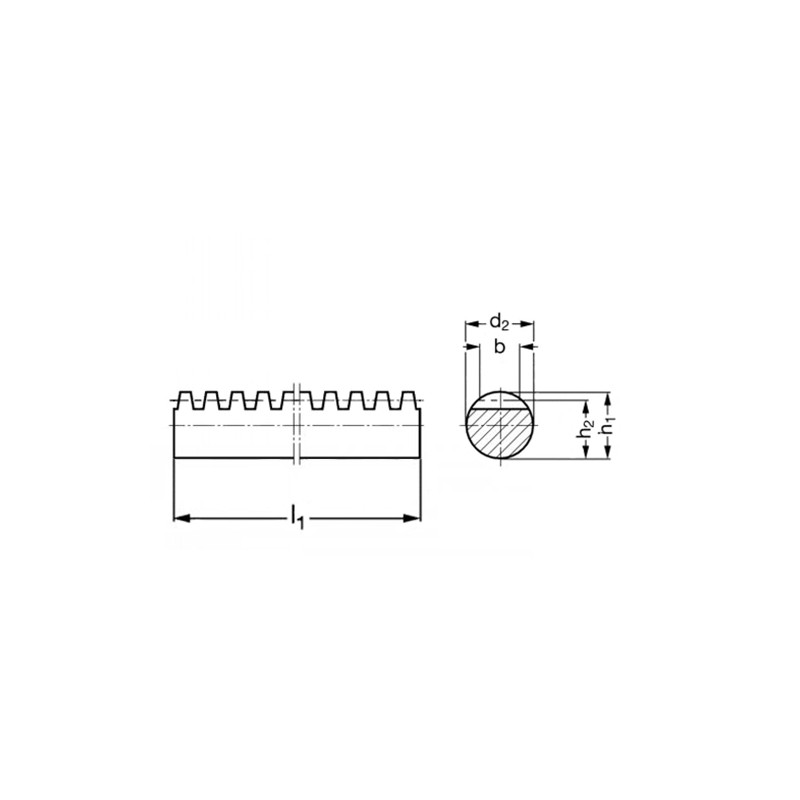 Crémaillère ronde acier m 1 à 6 mm denture droite fraisée Crémaillère ronde acier m 1 à 6 mm denture droite fraisée