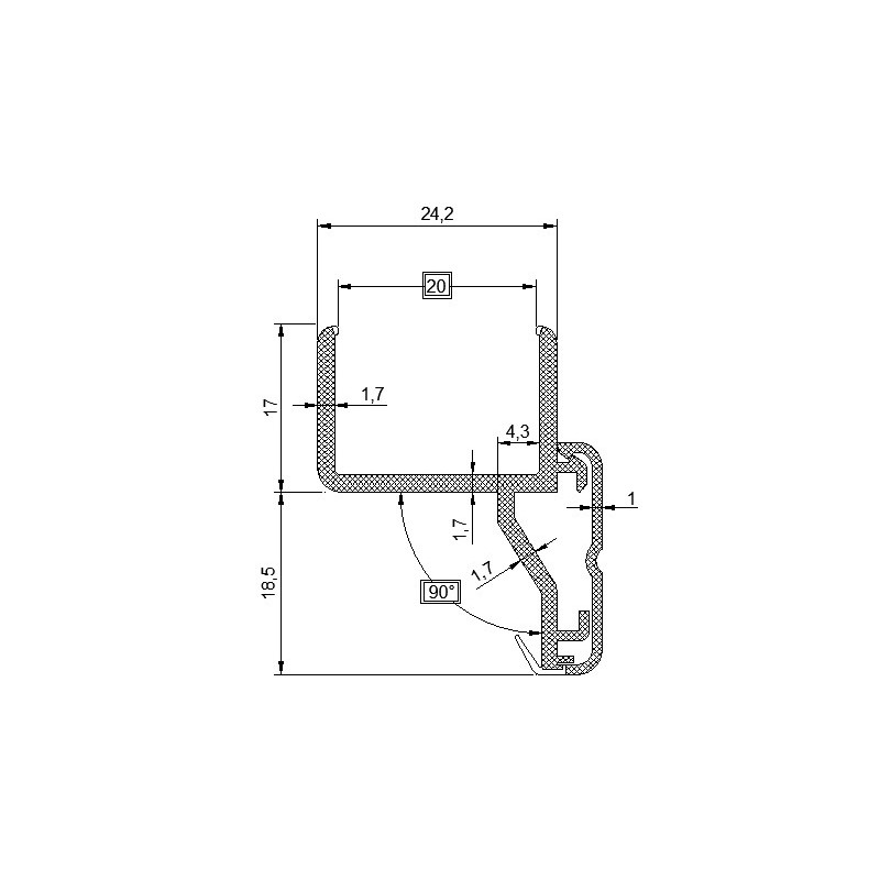 Profilé pour doubles-vitrages 20 mm Profilé pour doubles-vitrages 20 mm