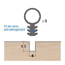Joint tubulaire queue de sapin TS FV noir Joint tubulaire queue de sapin TS FV noir